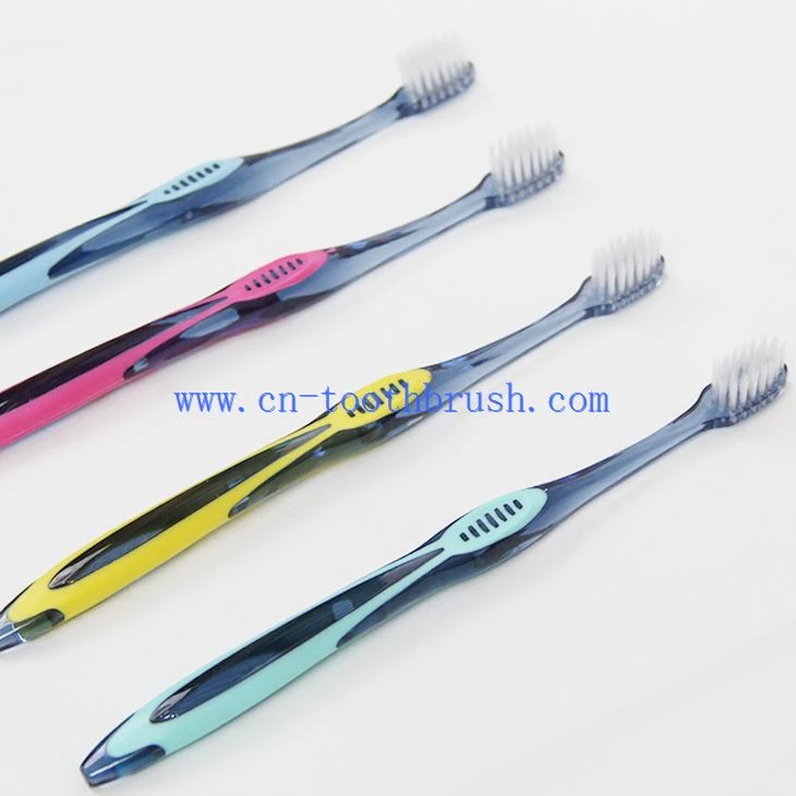 The Side Of Soft Plastic Transparent Toothbrush With Small Head